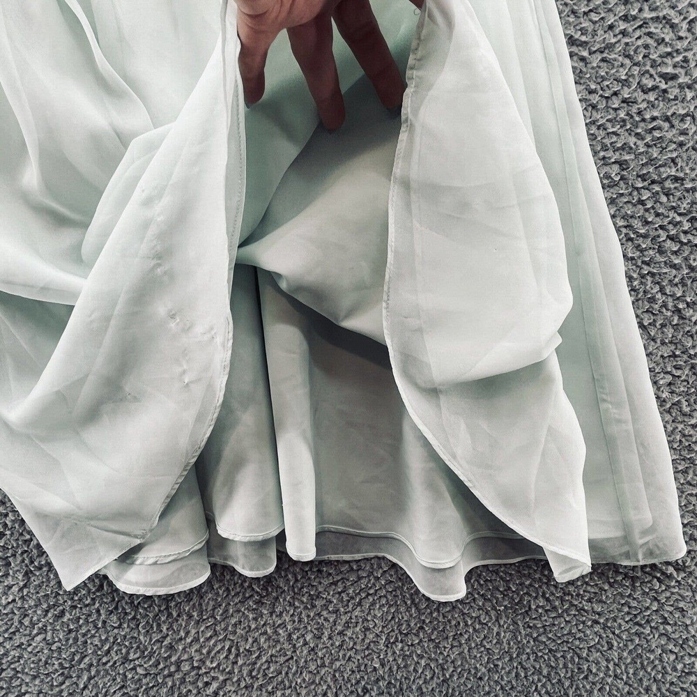 Quillaree Dress Pale Green Chiffon Wedding Special Event Layered Mini - Picture 6 of 15